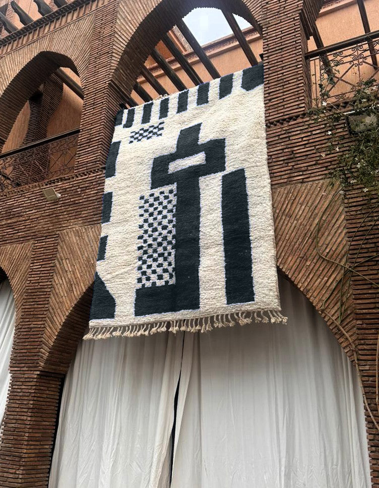 Toubkal – Handmade Black and White Checkered Rug