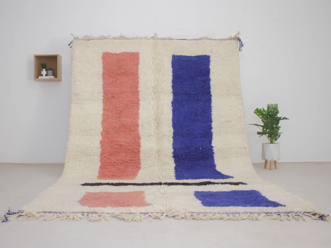 Merja – Tapis Berbère Bleu et Rose