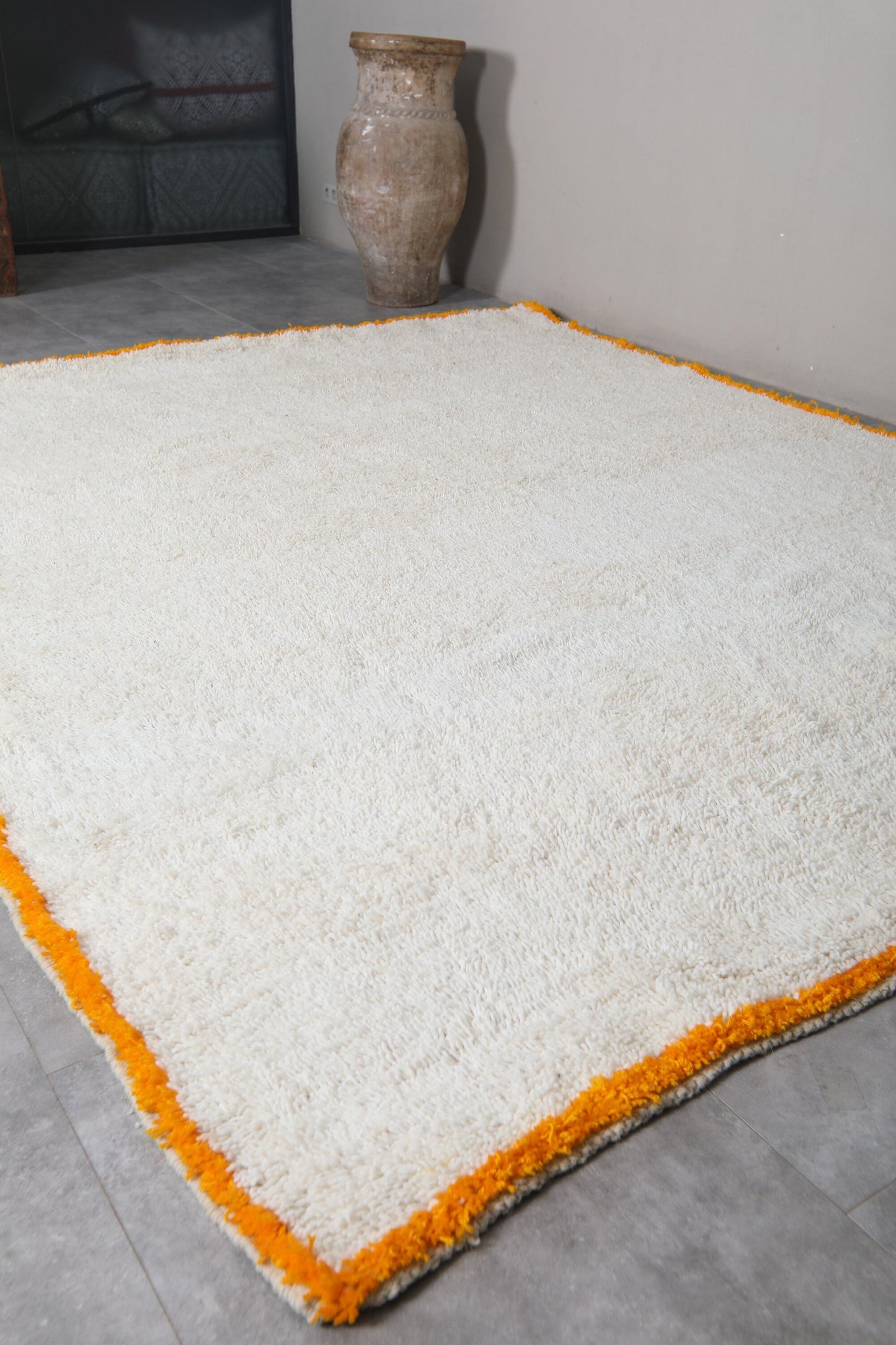 Orange and white Moroccan Rug