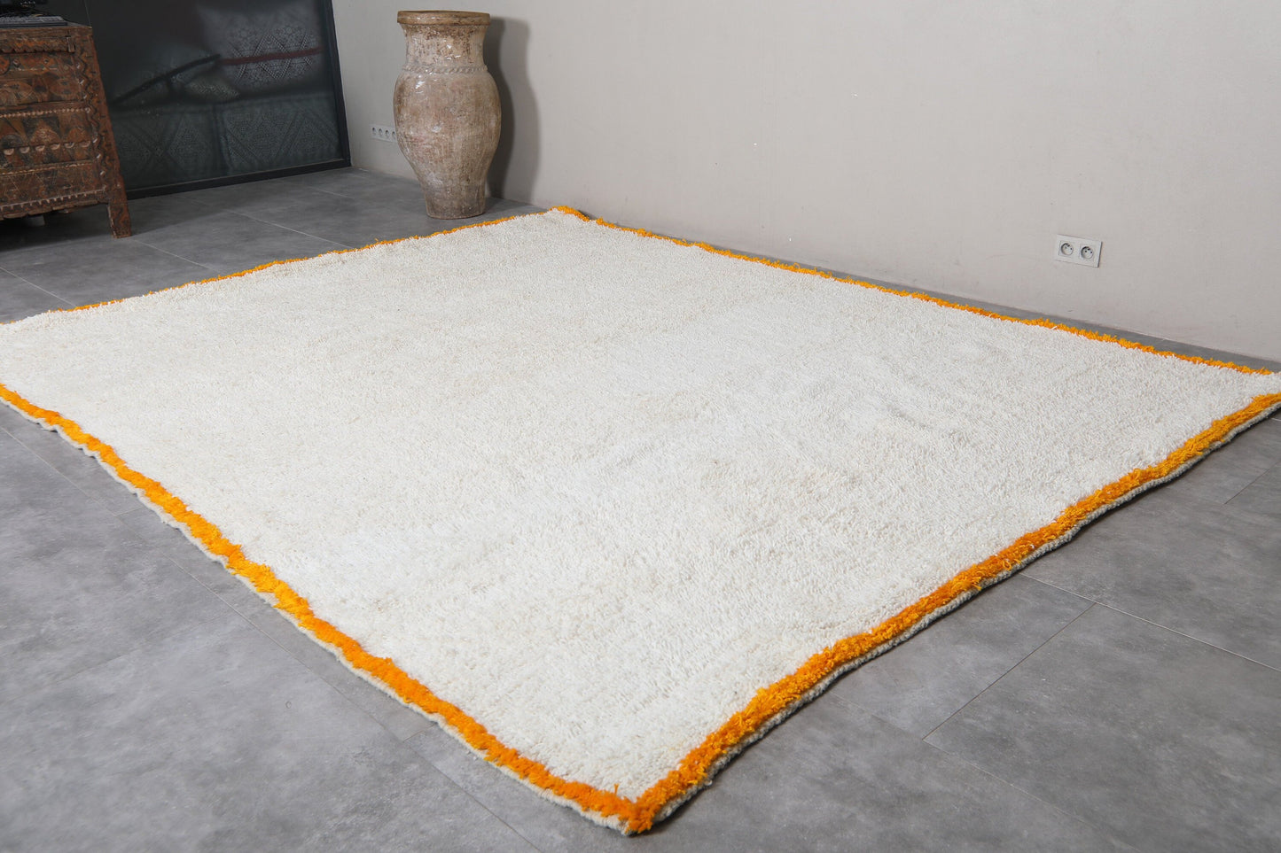 Orange and white Moroccan Rug