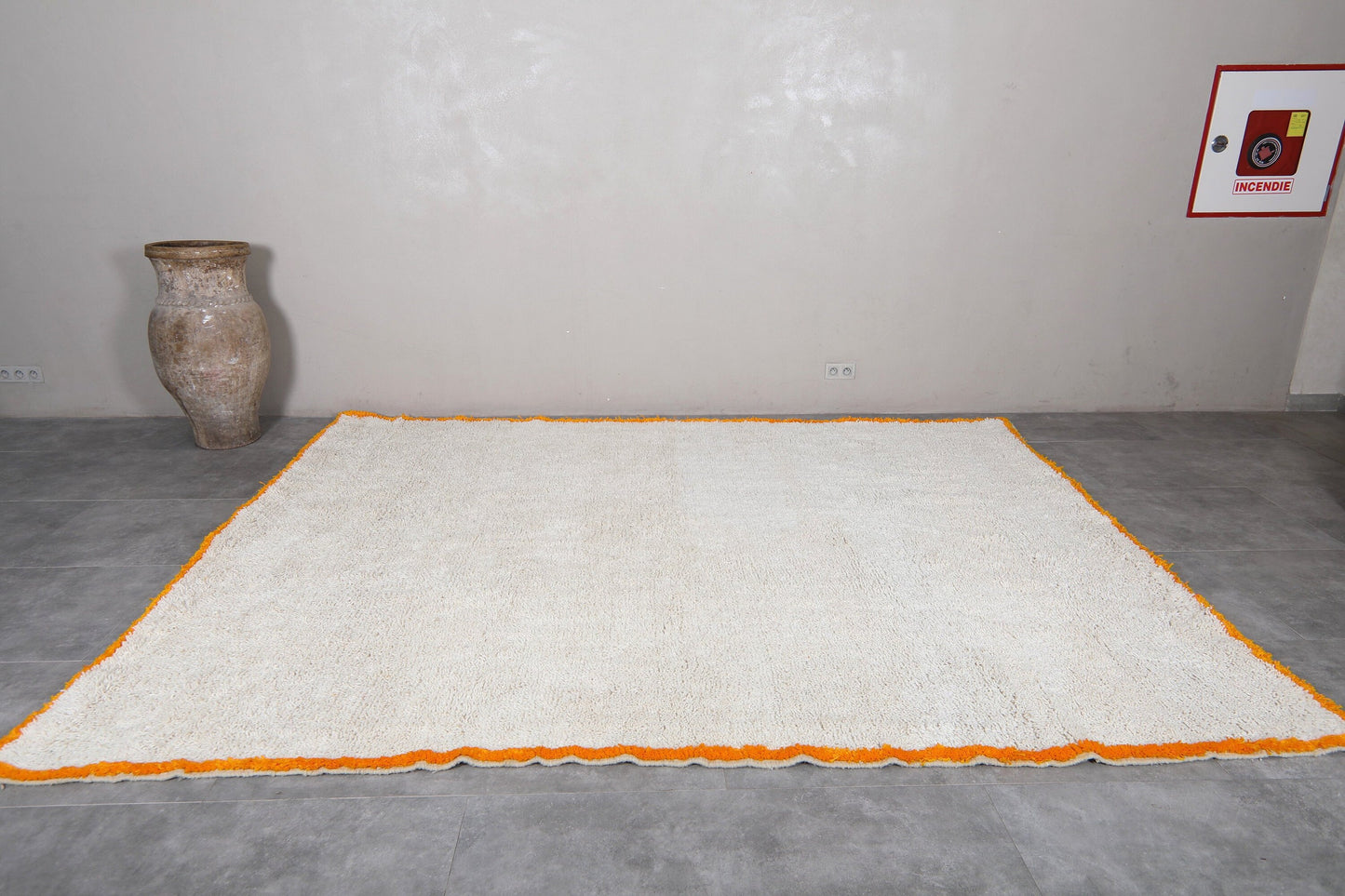 Orange and white Moroccan Rug