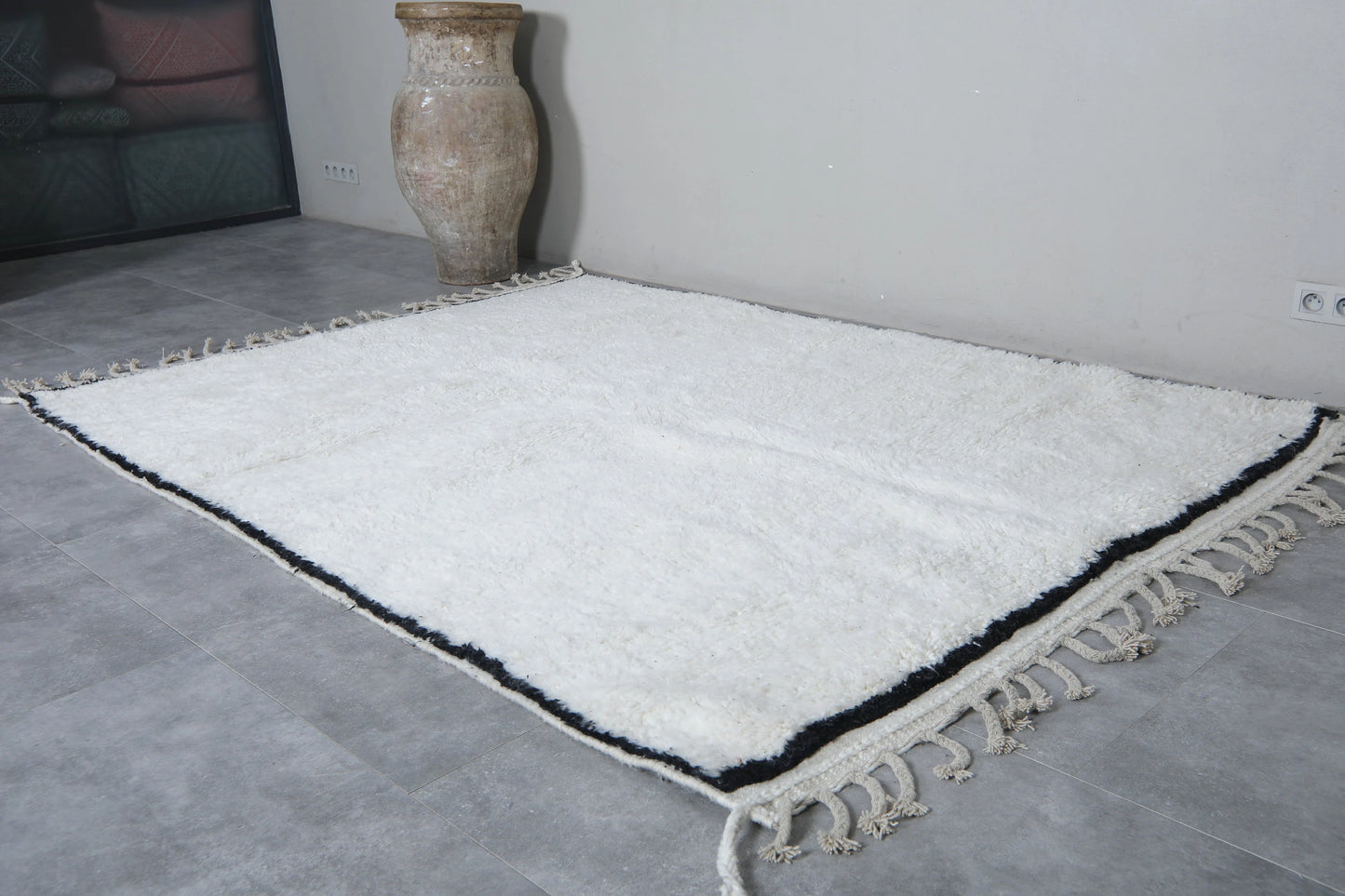 Ivory Edge - Tapis en laine marocain fabriqué à la main - plusieurs tailles