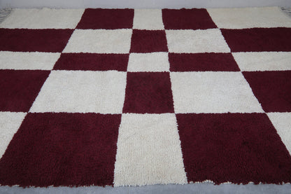 Crimson Check - Handcrafted Moroccan Wool Rug - multiple sizes