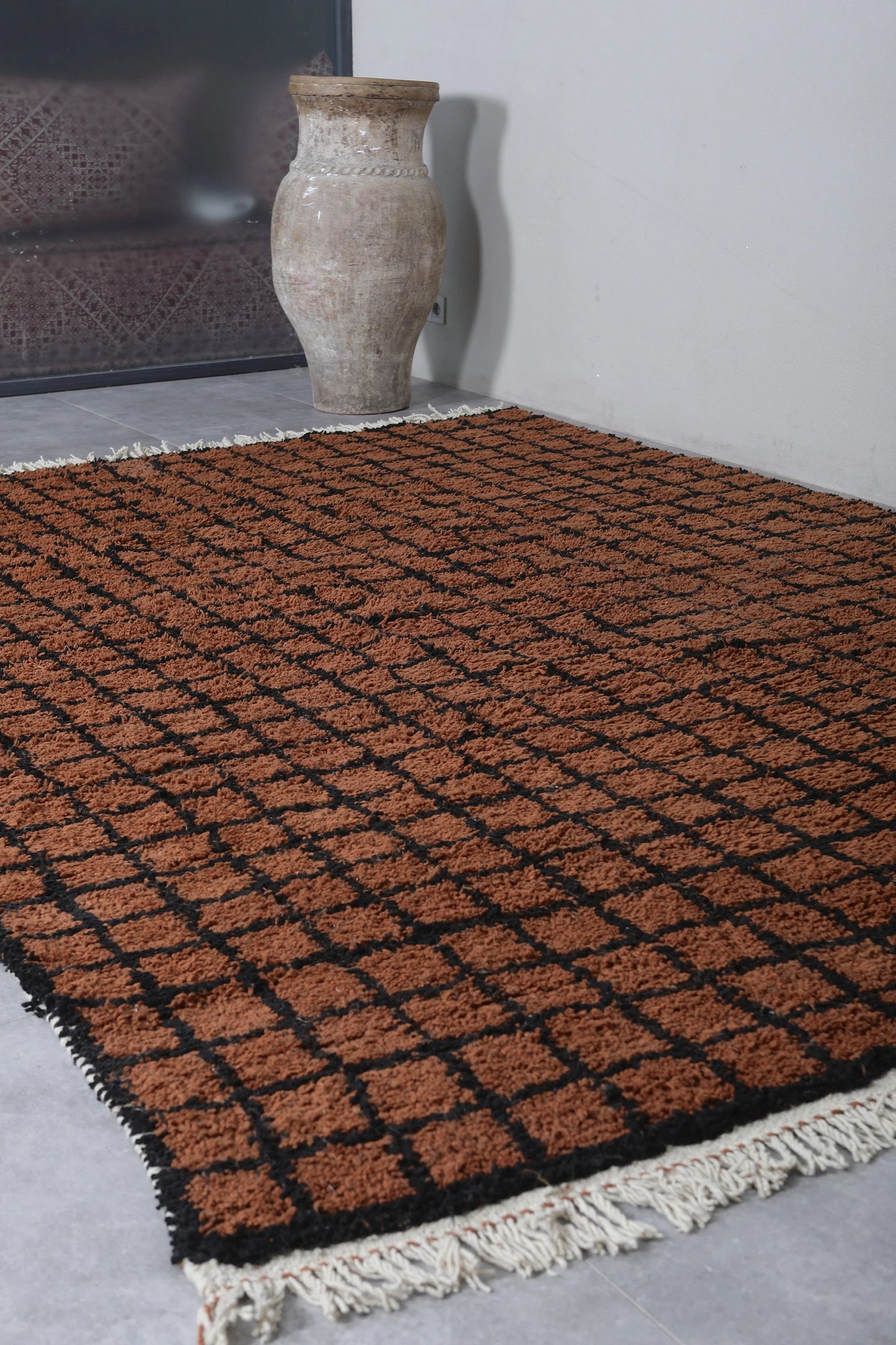 Brown and Black Moroccan Handmade  Area Rug