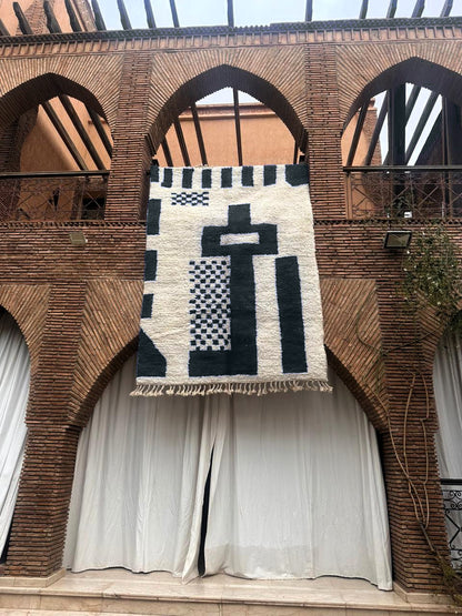 Toubkal – Handmade Black and White Checkered Rug