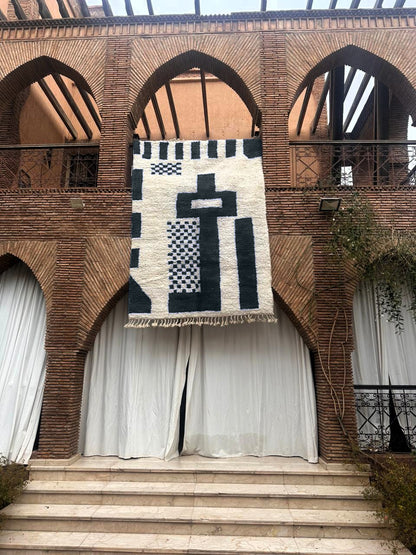 Toubkal – Handmade Black and White Checkered Rug