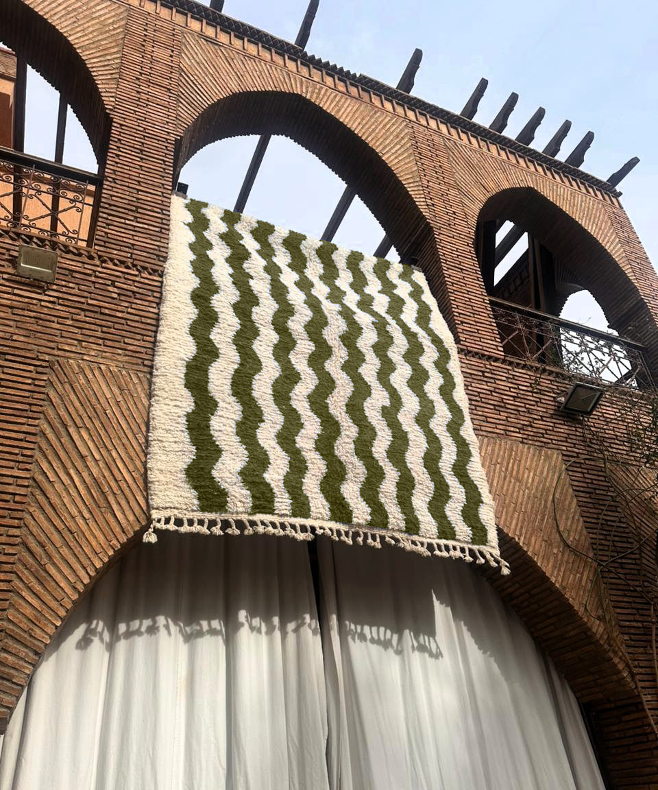 Ouezzane – Handmade Green Moroccan Rug