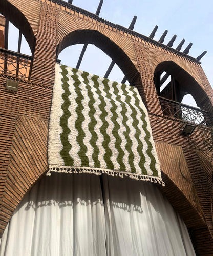 Ouezzane – Handmade Green Moroccan Rug