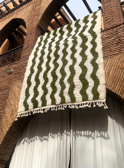 Ouezzane – Handmade Green Moroccan Rug
