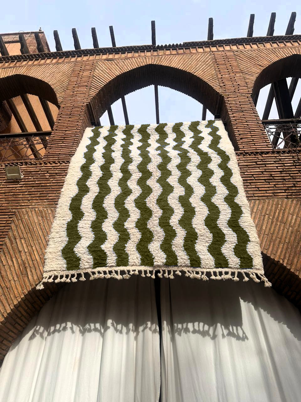 Ouezzane – Handmade Green Moroccan Rug