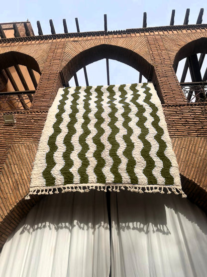 Ouezzane – Handmade Green Moroccan Rug