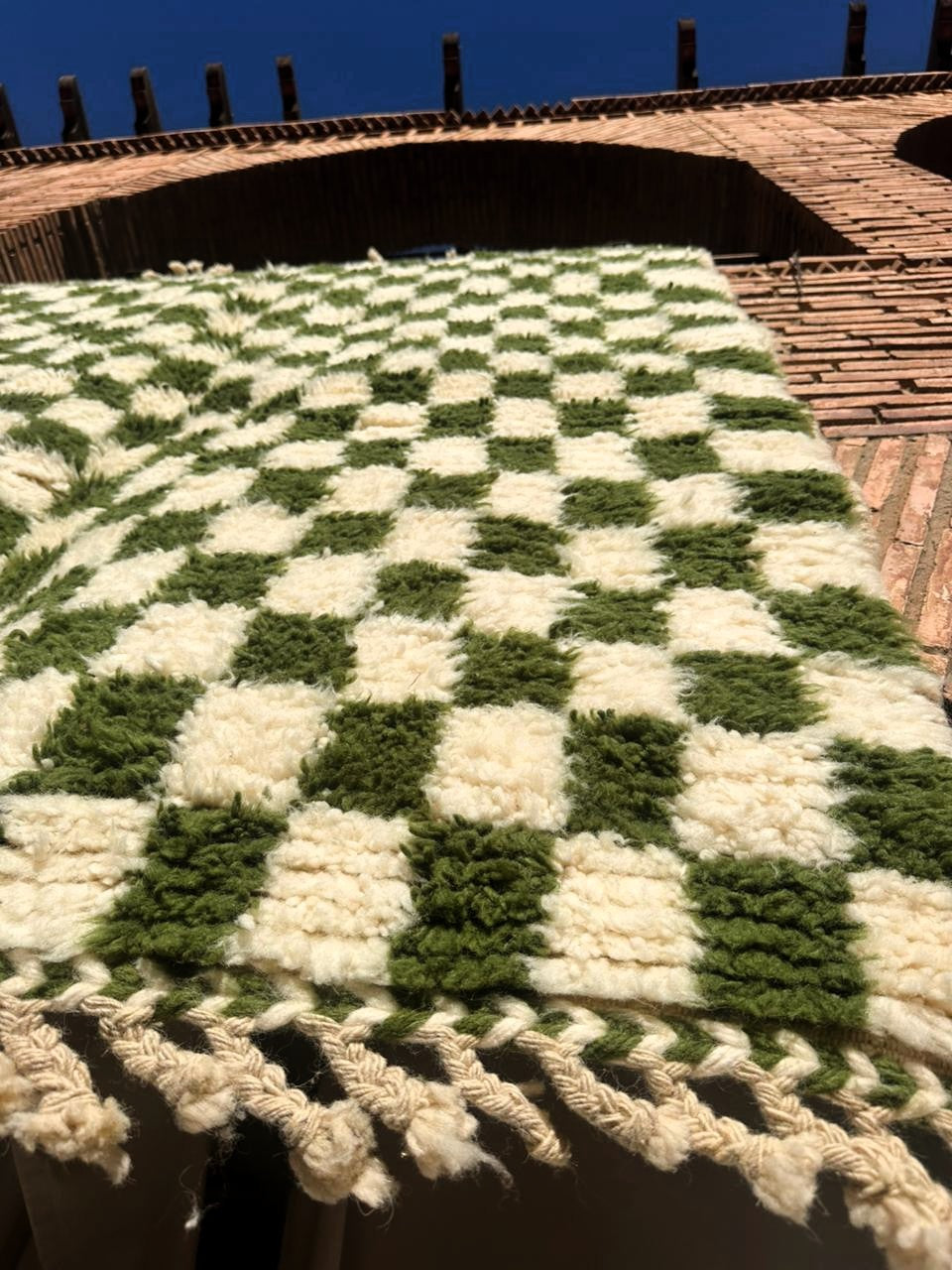 Ouirgane – Handmade Green Checkered Rug