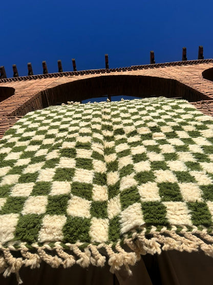 Ouirgane – Handmade Green Checkered Rug