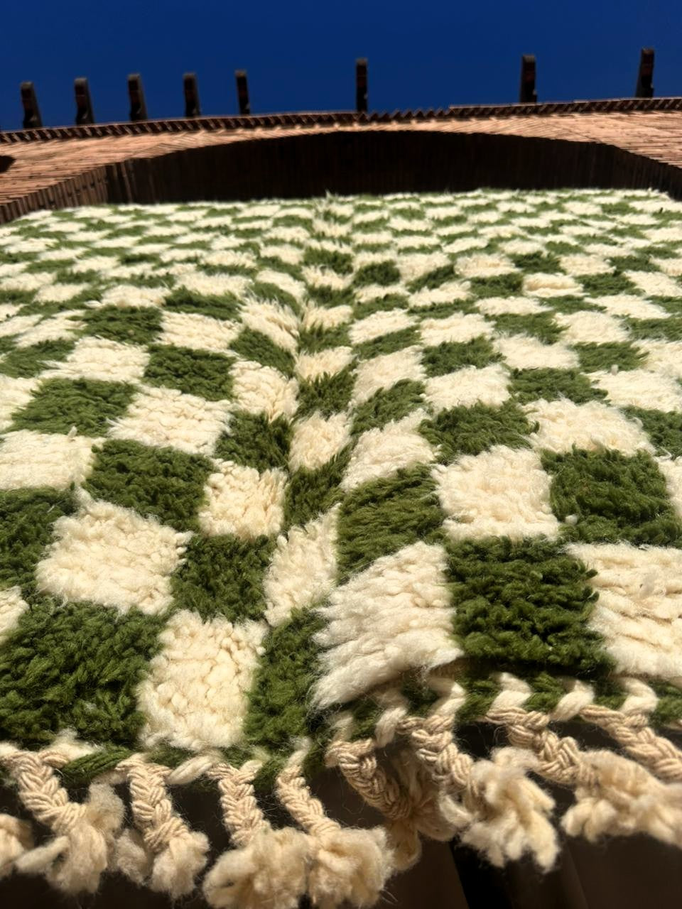 Ouirgane – Handmade Green Checkered Rug