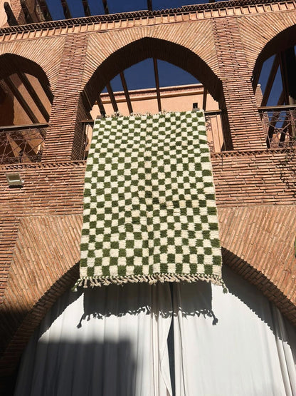 Ouirgane – Handmade Green Checkered Rug