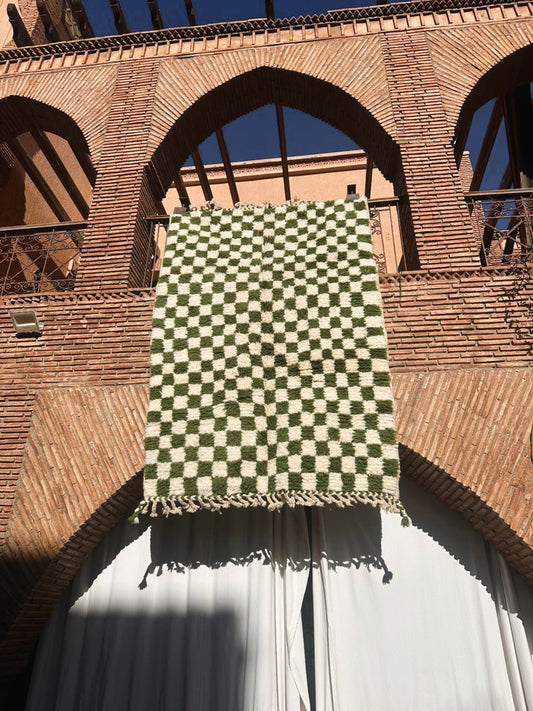 Ouirgane – Handmade Green Checkered Rug