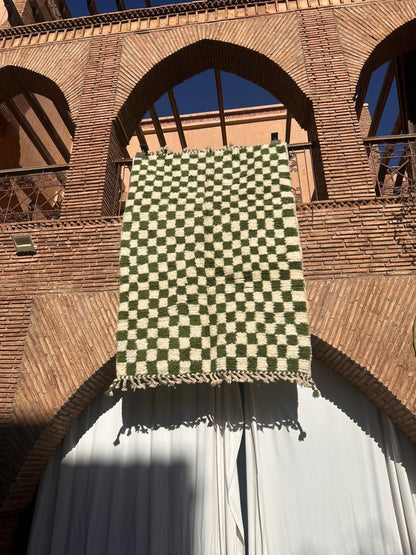 Ouirgane – Handmade Green Checkered Rug