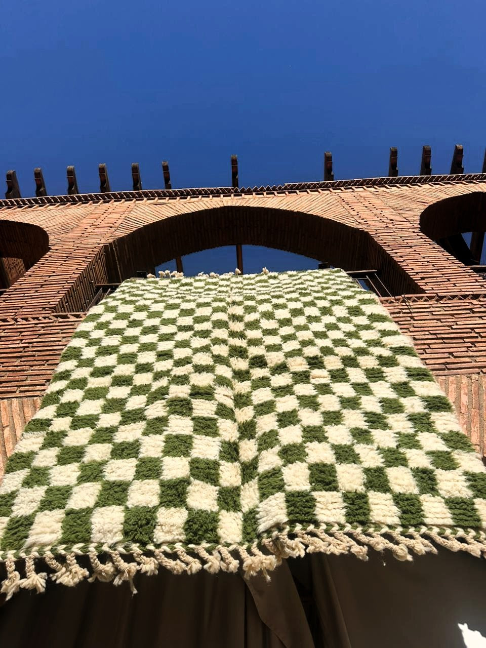 Ouirgane – Handmade Green Checkered Rug