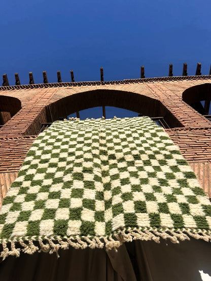 Ouirgane – Handmade Green Checkered Rug