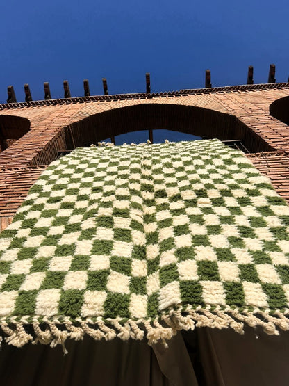 Ouirgane – Handmade Green Checkered Rug