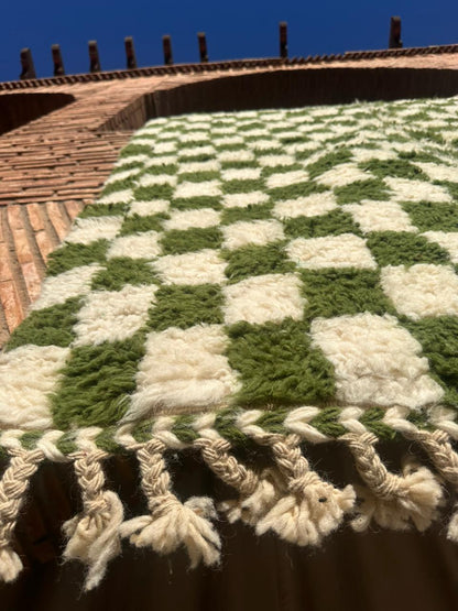 Ouirgane – Handmade Green Checkered Rug