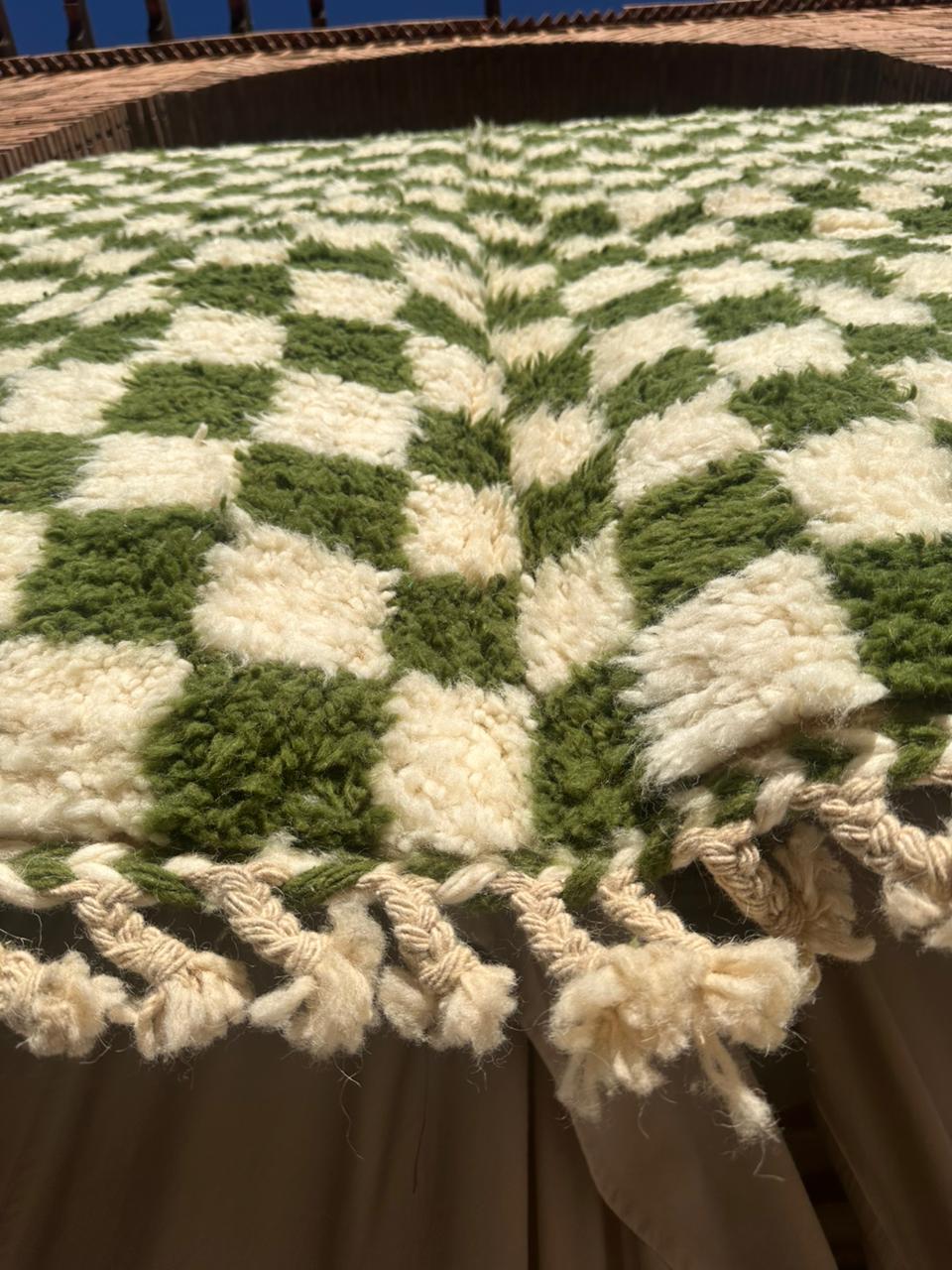 Ouirgane – Handmade Green Checkered Rug