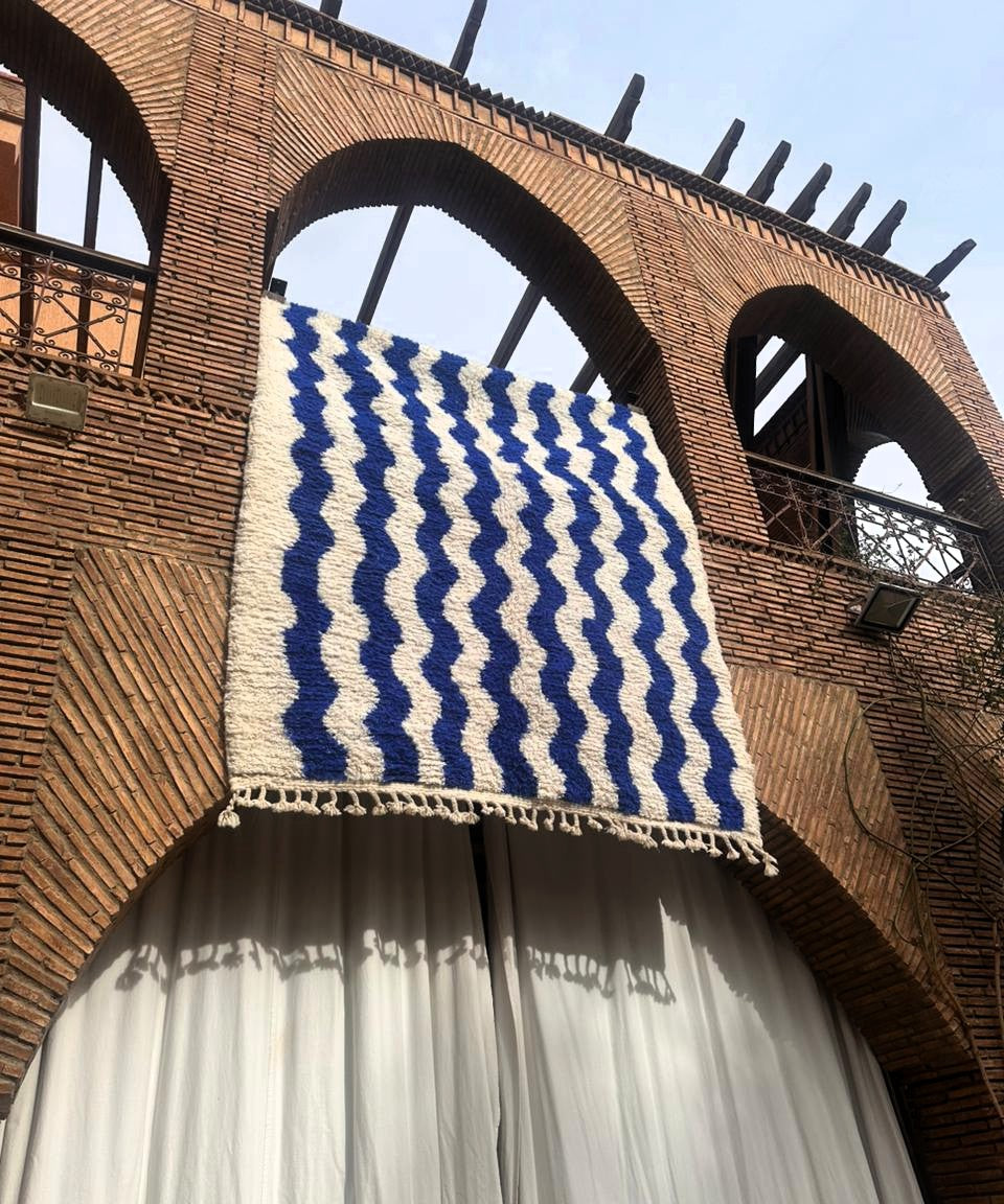 Tahannaout – Handmade Blue Moroccan Rug