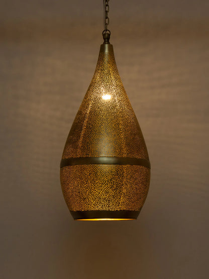 Golden Elysium : suspension en cuivre perforé-M, 40x20 cm