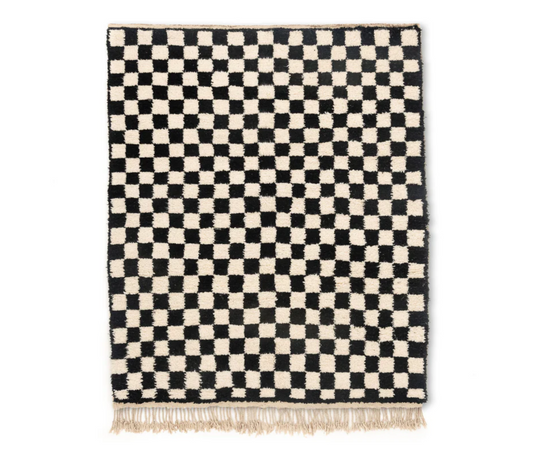 Black and white Moroccan Checkered rug