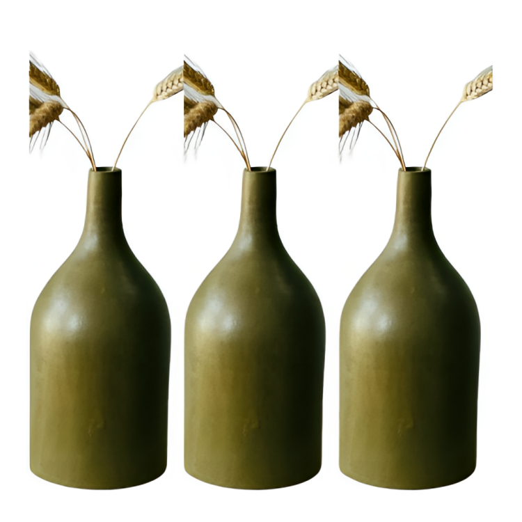 Ensemble de 3 : Ensemble de vases en céramique Verdant Trio fait à la main-Moyen