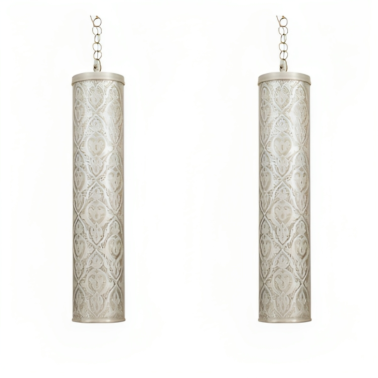 Set of 2 : Celestial cylinders: copper pendant lights-63x13 cm