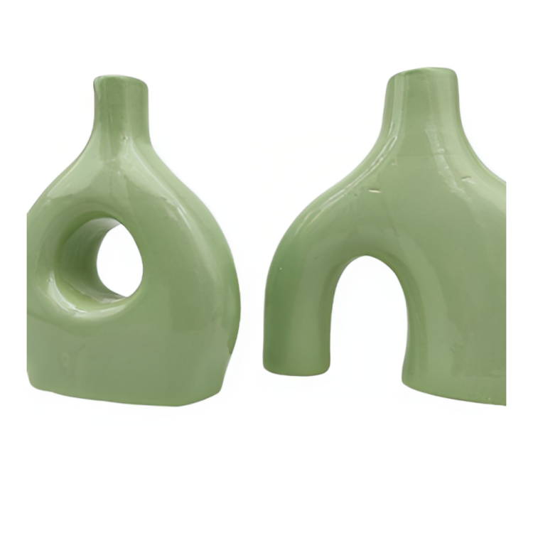 Set of 2 : Verdant Embrace Ceramic Vase Pair