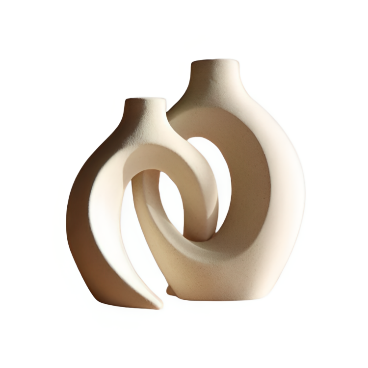 Keramikvase Duo mit verschlungenen Herzen – mittelgroß