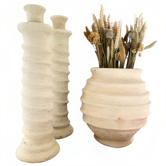 Set of 3 : Desert Dunes Pottery Vase Ensemble