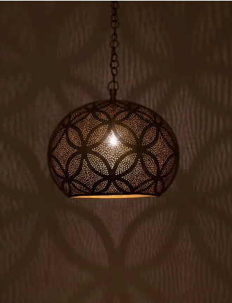 Mystieke bloemblaadjeskoepel: handgemaakte koperen hanglamp Light-M