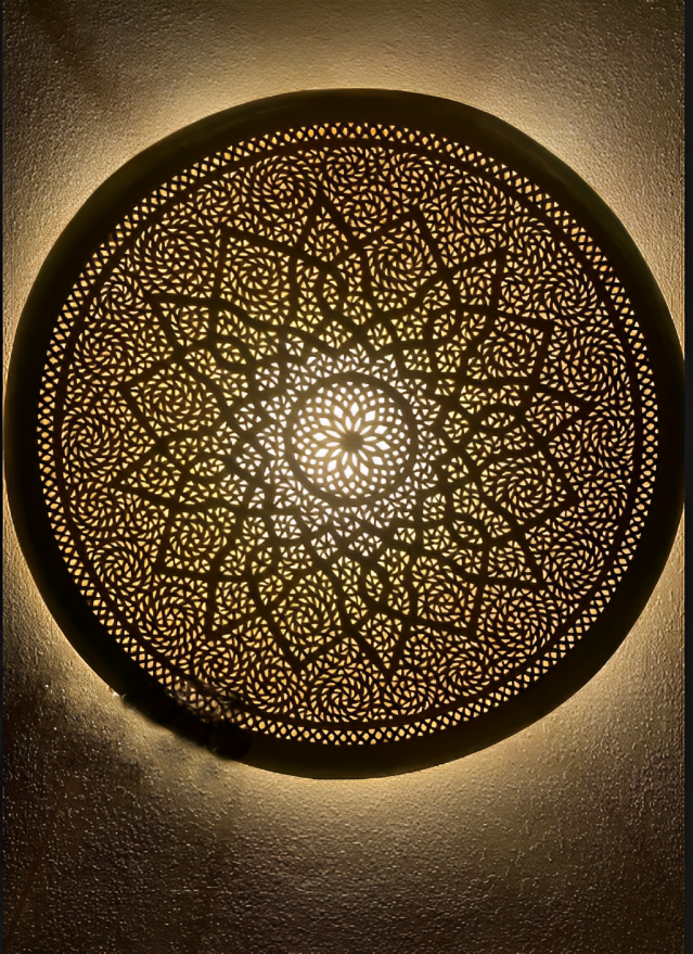 Golden Mandala : applique artisanale en cuivre, 50 cm
