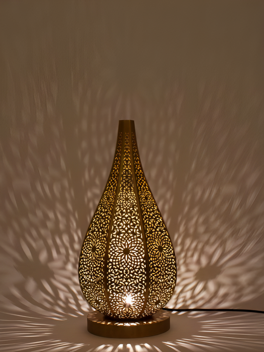 サハラグロー: 銅製テーブルランプ-大-56x25 cm