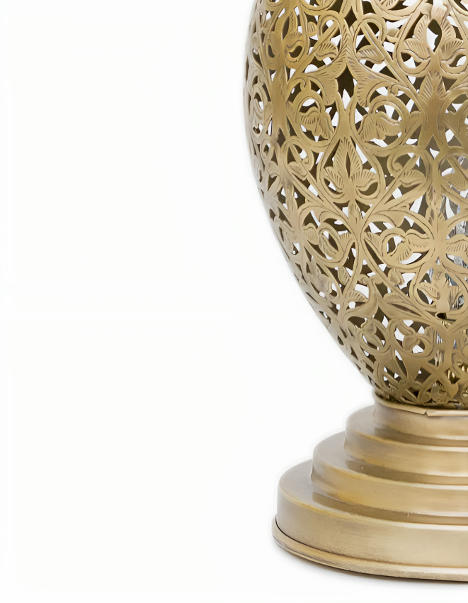 Lampe oeuf de table marocaine en cuivre Starlight, 30x18cm