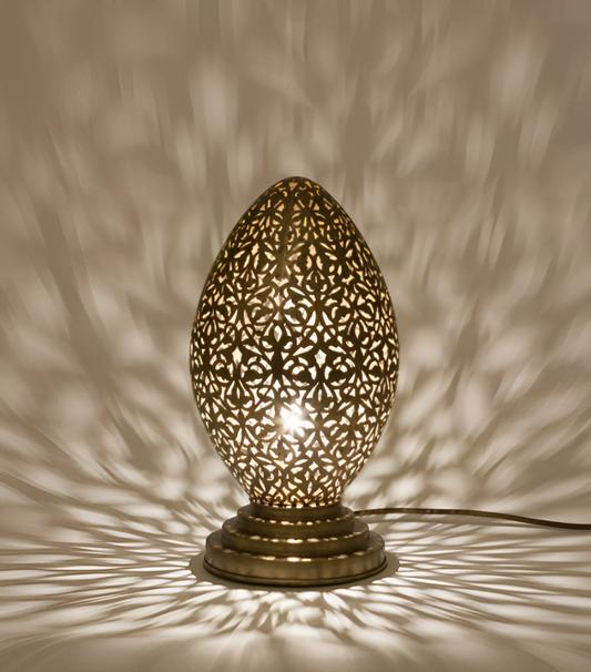 Starlight Copper Moroccan Table Egg Lamp, 30x18cm