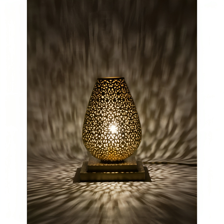 Sunset Mirage : Colonne Lumineuse-Lampe de Table en Cuivre - 30x18 cm