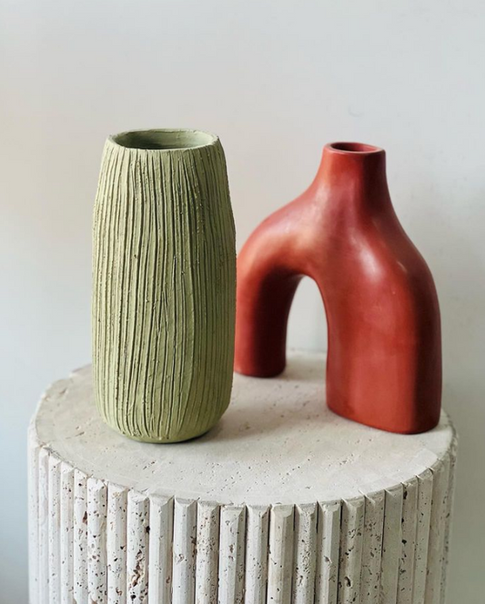 Set of 2 : Earthen Harmony Ceramic Vase- M