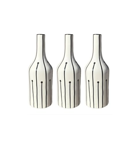 Set of 3: Monochrome Melody Ceramic Vase Trio