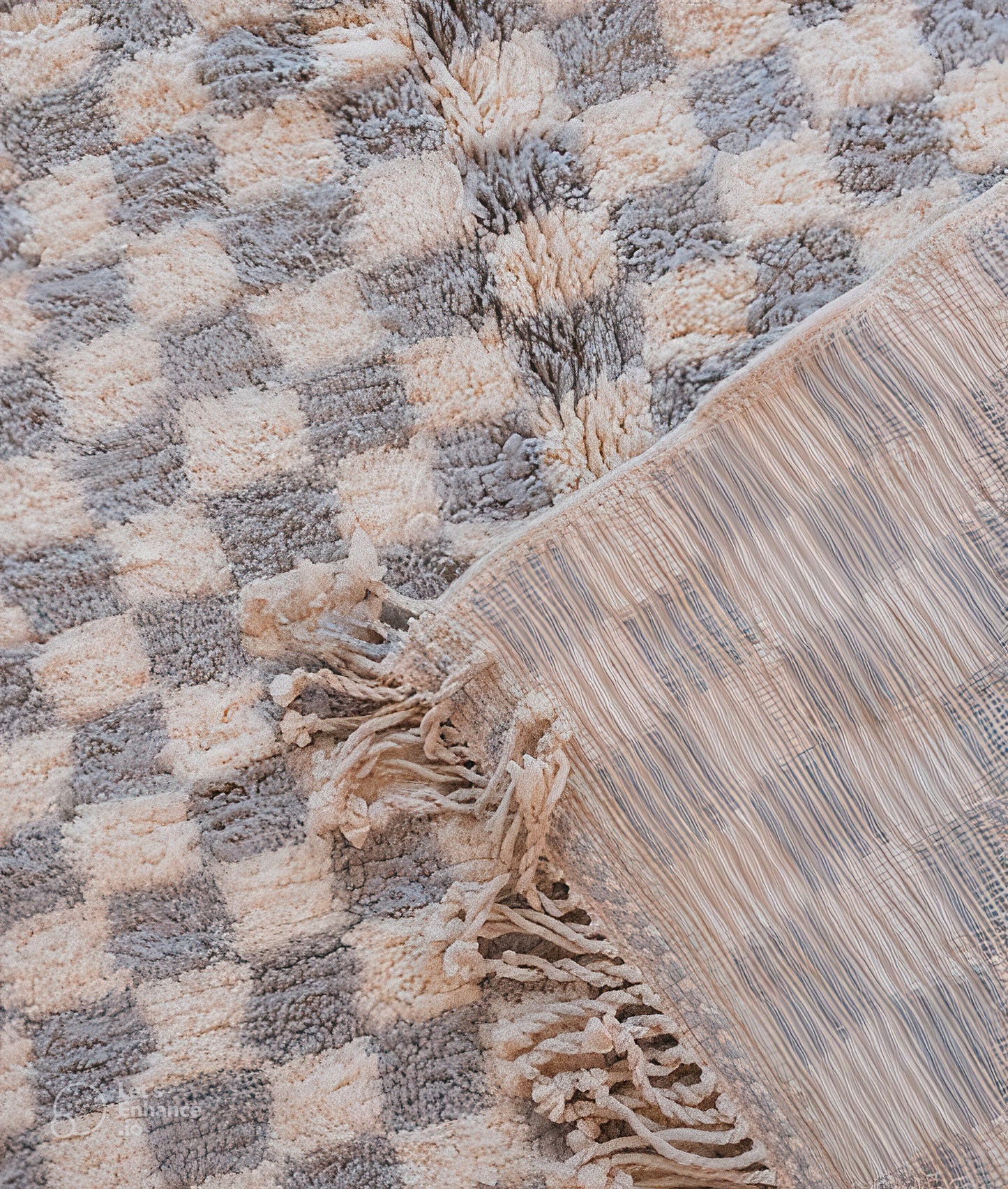 Beige Checkered Moroccan rug - area rug