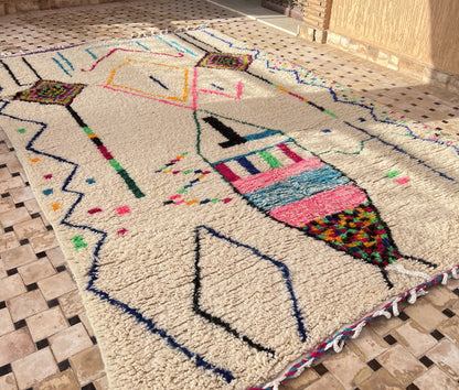 Einzigartiger Teppich – Berber-Mosaik – handgefertigter marokkanischer Wollteppich, 300 x 200 cm