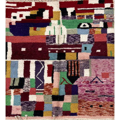 Uniek vloerkleed – Levendig authentiek berber vloerkleed van etnische wol, 240x220 cm