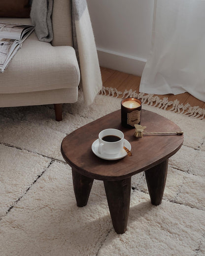 Moroccan white rug on living room