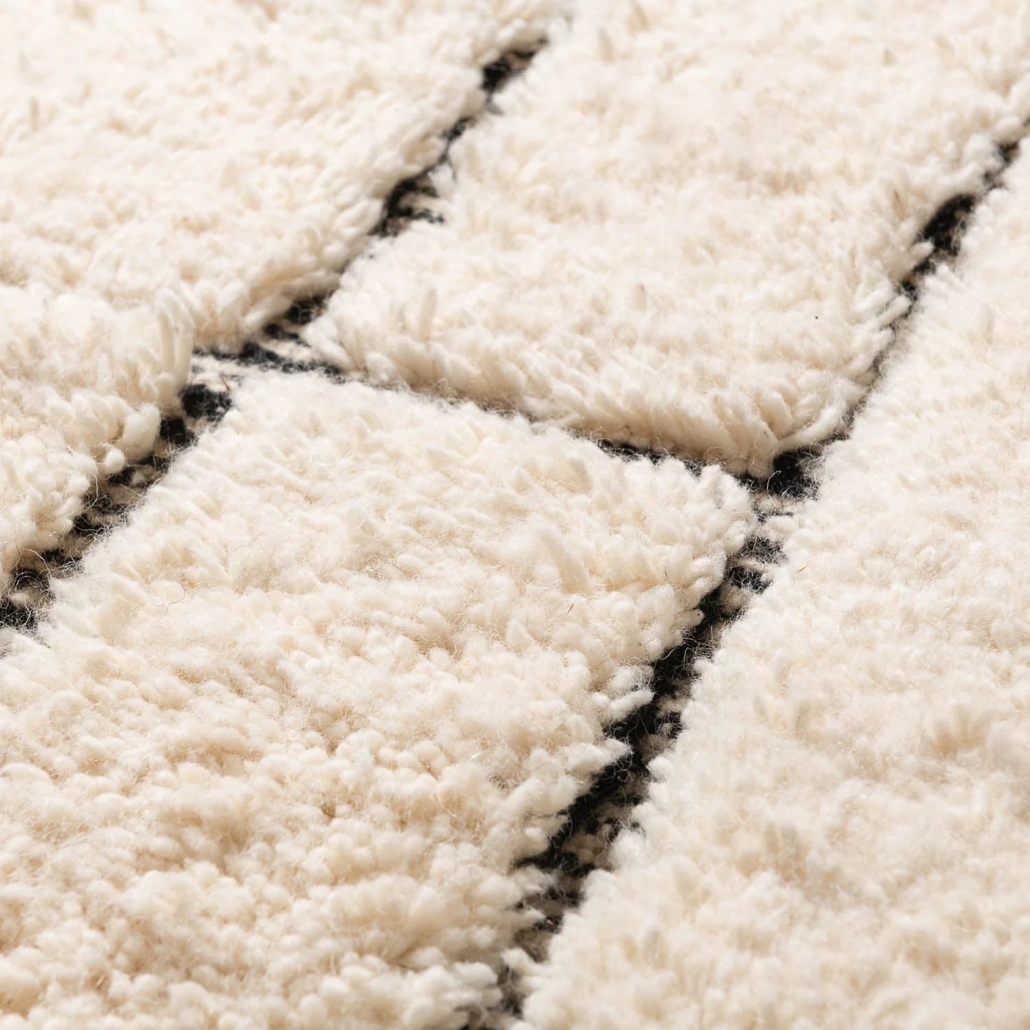 Plush texture of white Moroccan rug