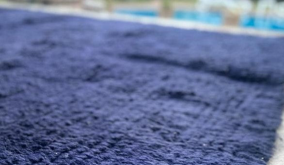 Deep blue handmade Moroccan area rug