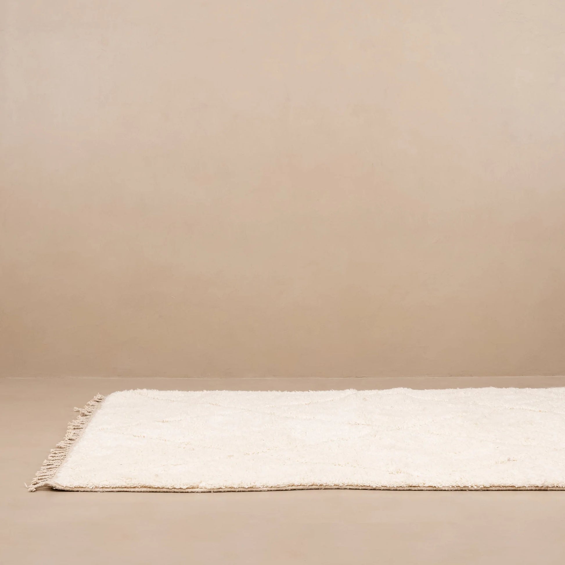 White minimalist Moroccan rug