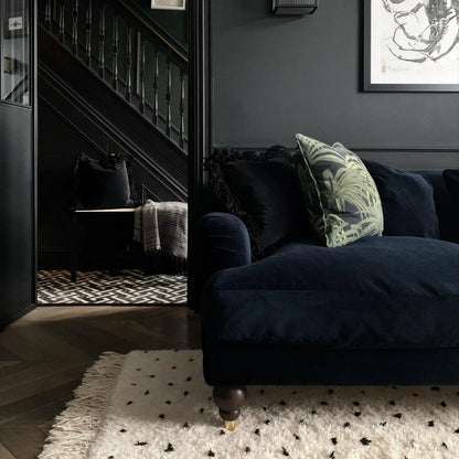 Handmade Black and White Moroccan Rug in living room